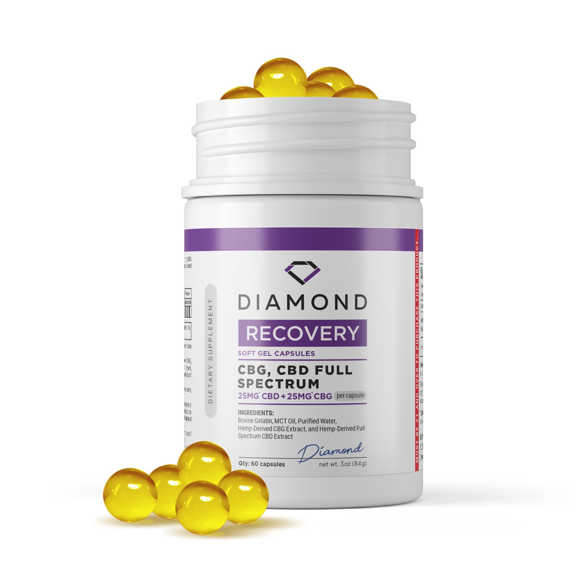 50mg CBG, CBD Capsules - 60ct - Diamond