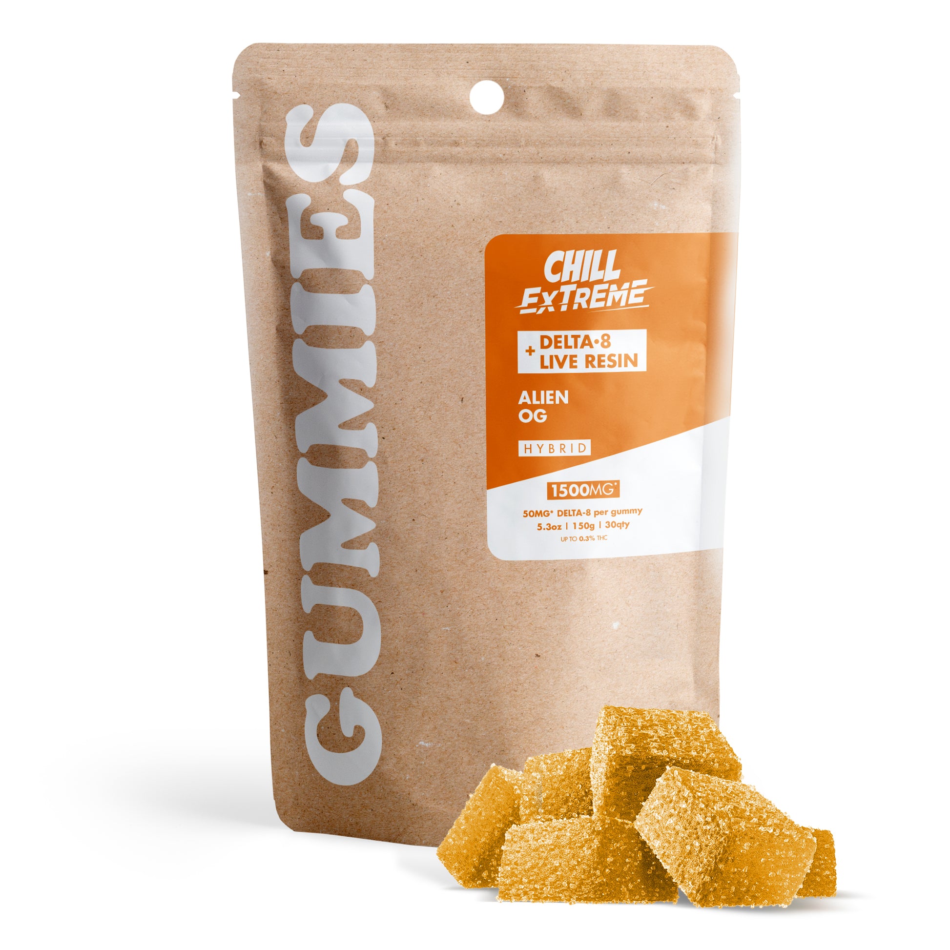 50mg D8 + Live Resin Gummies - Alien OG - Chill Extreme