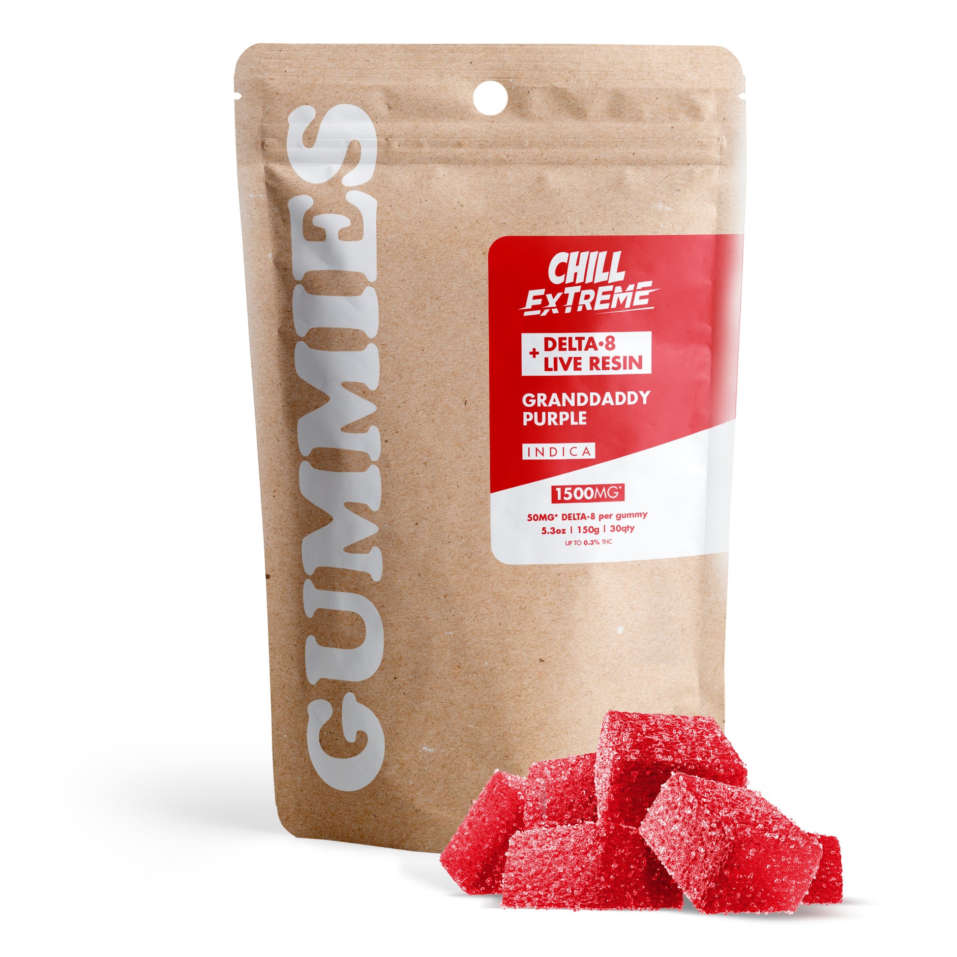 50mg D8 + Live Resin Gummies - Granddaddy Purple - Chill Extreme