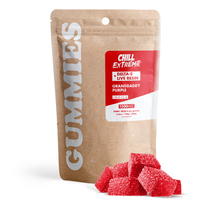 50mg D8 + Live Resin Gummies - Granddaddy Purple - Chill Extreme