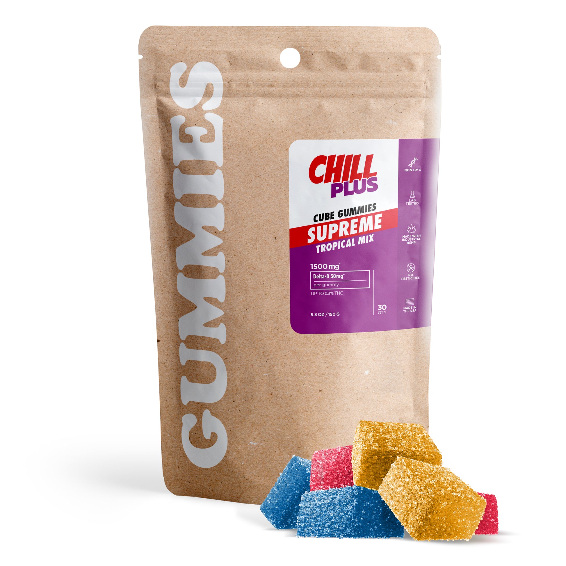 50mg Delta 8 Gummies - Tropical Mix - Chill Plus