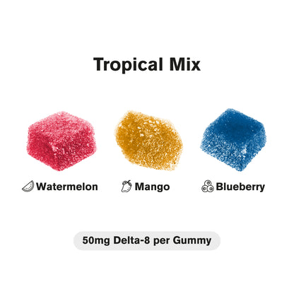 50mg Delta 8 Gummies - Tropical Mix - Chill Plus
