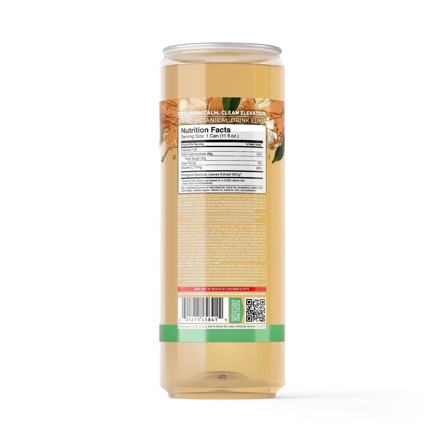 50mg Kratom Nano Iced Tea - Ginseng & Honey - Fresh