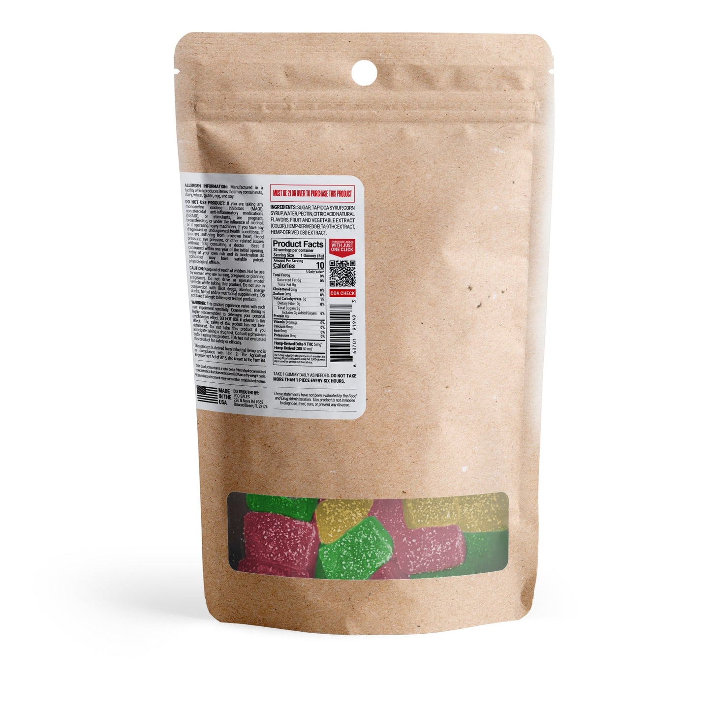 55mg D9 & CBD Isolate Gummies - D9 THC