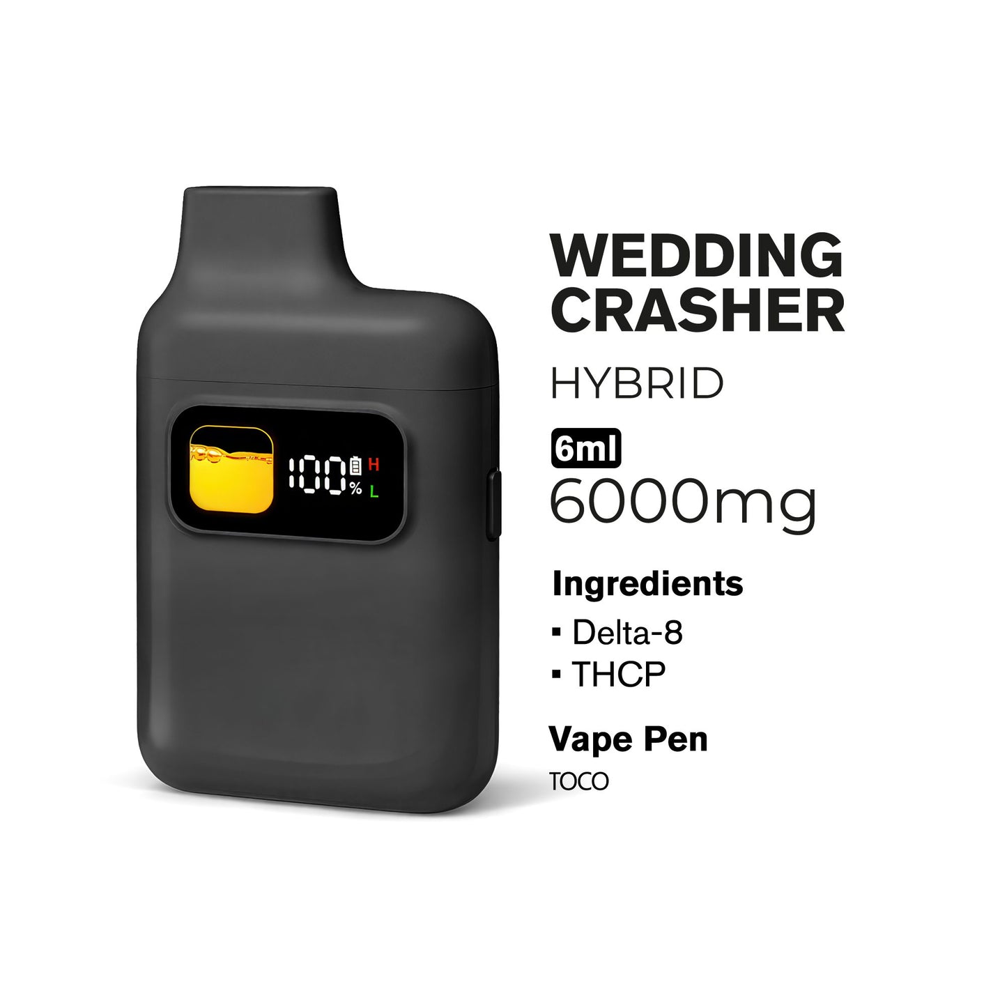 6000mg D8, THCP Vape Pen - Wedding Crasher - Hybrid - 6ml - Fresh