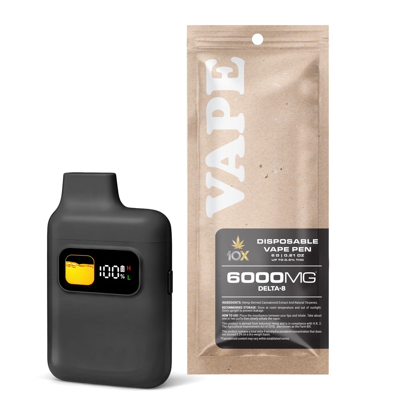6000mg D8 Vape Pen - AK47 - Hybrid - 6ml - 10X