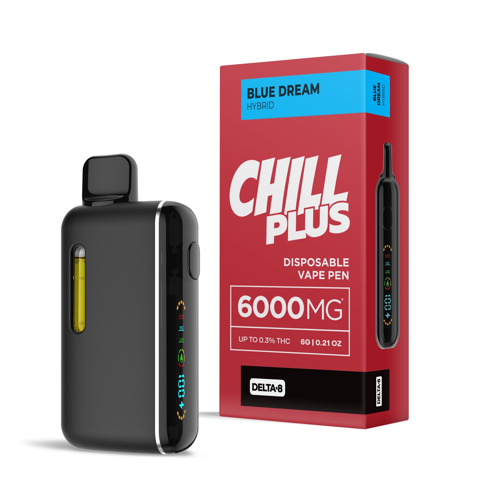 6000mg D8 Vape Pen - Blue Dream - Hybrid - 6ml - Chill Plus