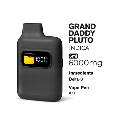 6000mg D8 Vape Pen - Grand Daddy Pluto - Indica - 6ml - Chill Plus