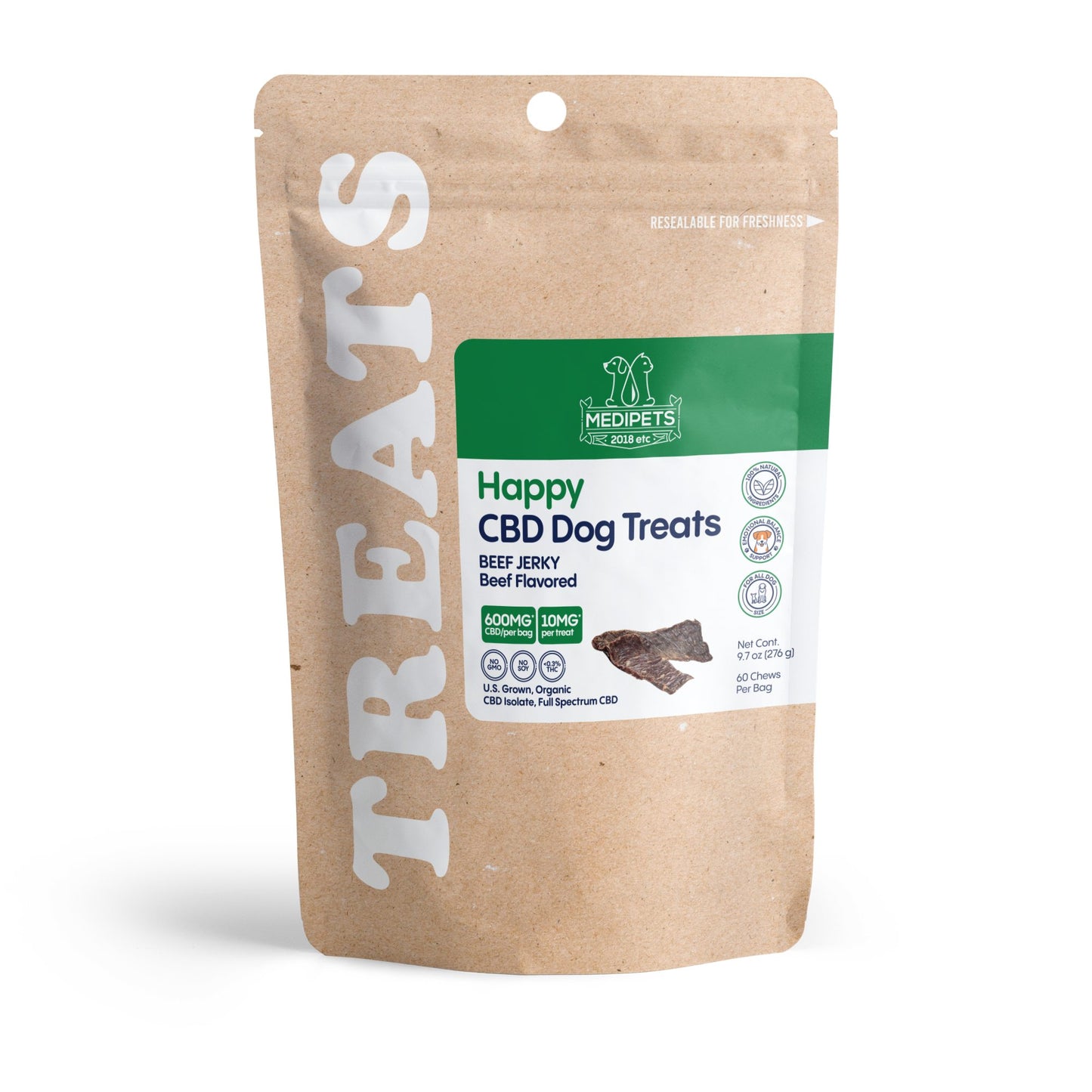600mg CBD Pet Treats For Dogs - Beef Jerky - MediPets