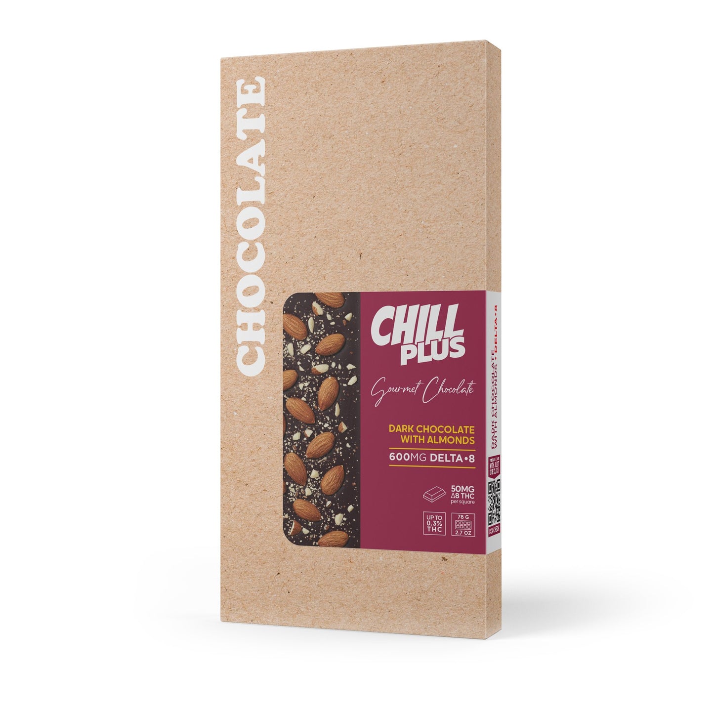 600mg Dark Chocolate & Almonds Bar – Delta 8 – Chill Plus