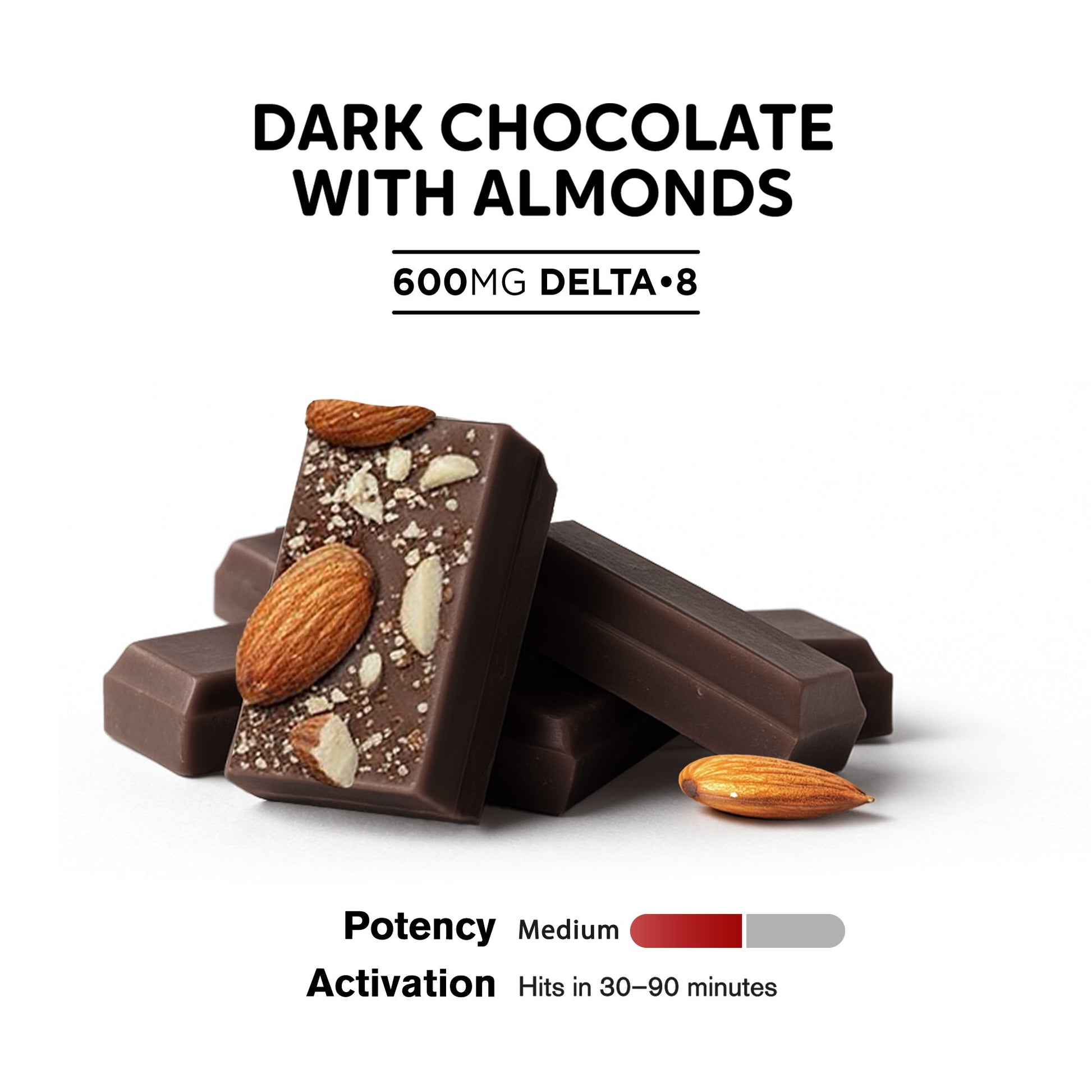 600mg Dark Chocolate & Almonds Bar – Delta 8 – Chill Plus
