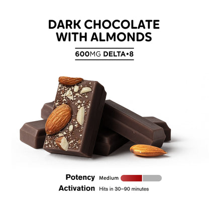 600mg Dark Chocolate & Almonds Bar – Delta 8 – Chill Plus