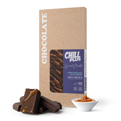 600mg Dark Chocolate & Caramel Bar – Delta 8 – Chill Plus