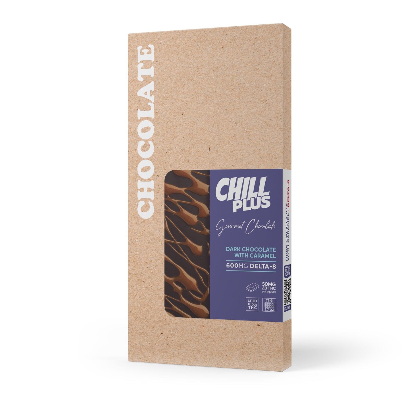 600mg Dark Chocolate & Caramel Bar – Delta 8 – Chill Plus