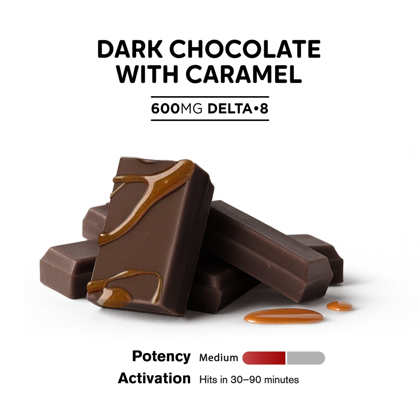 600mg Dark Chocolate & Caramel Bar – Delta 8 – Chill Plus