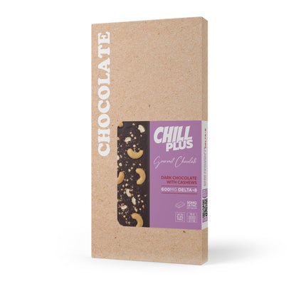 600mg Dark Chocolate & Cashews Bar – Delta 8 – Chill Plus