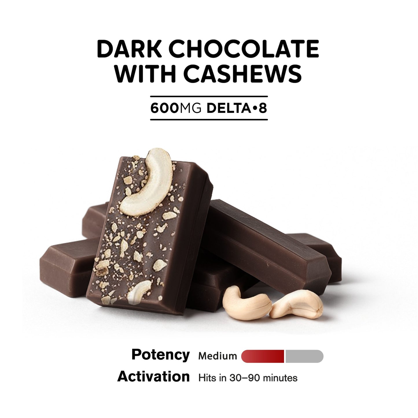 600mg Dark Chocolate & Cashews Bar – Delta 8 – Chill Plus