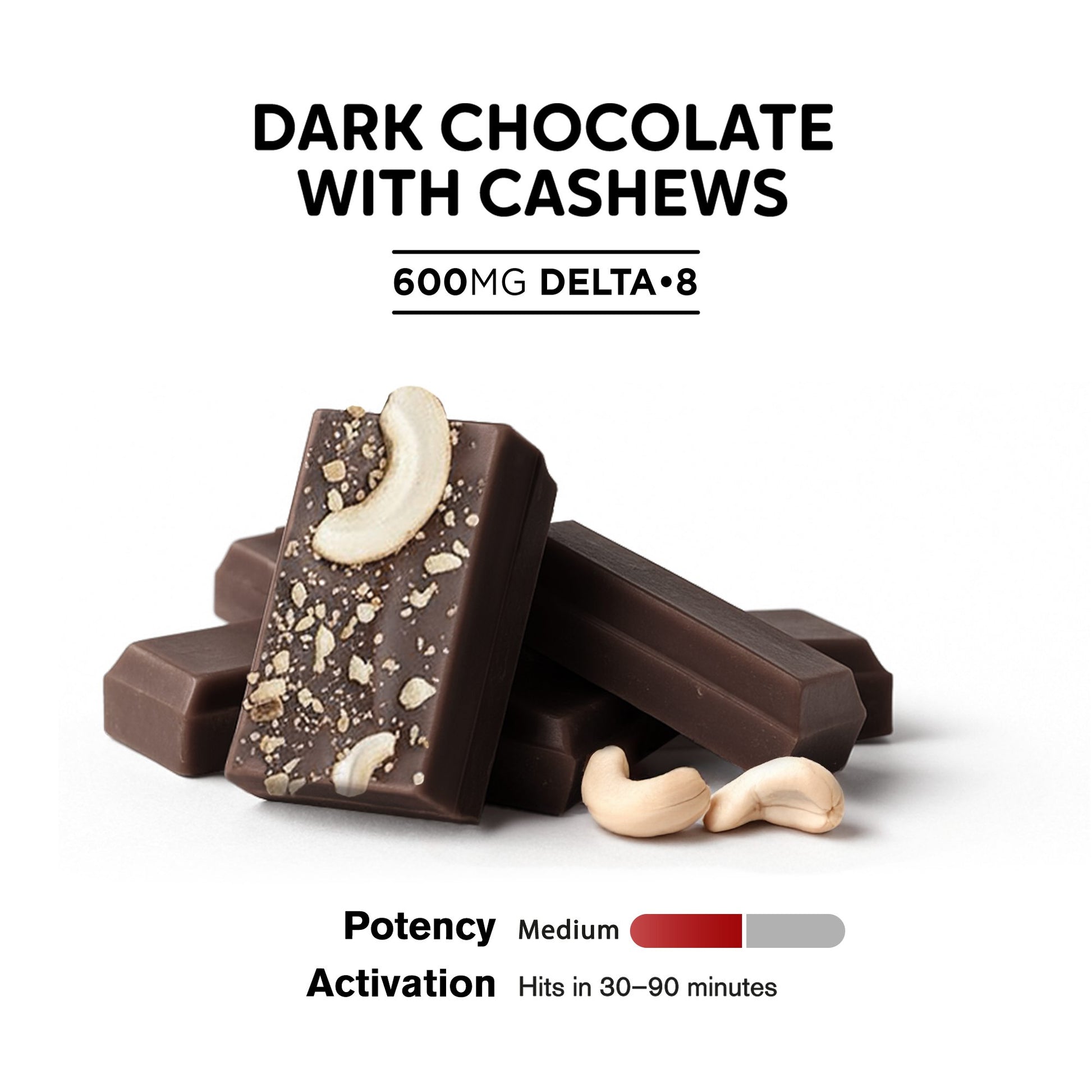 600mg Dark Chocolate & Cashews Bar – Delta 8 – Chill Plus