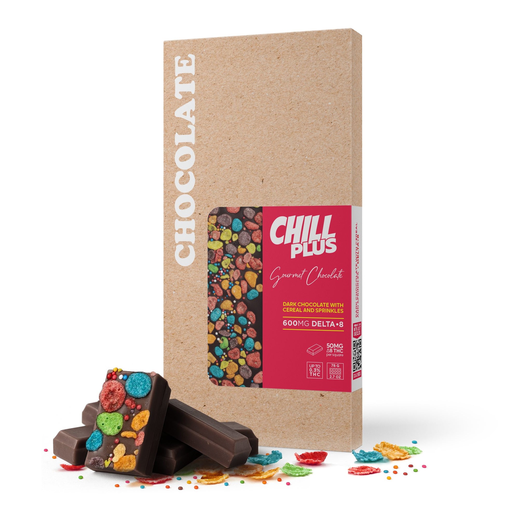 600mg Dark Chocolate with Cereal & Sprinkles Bar – Delta 8 – Chill Plus