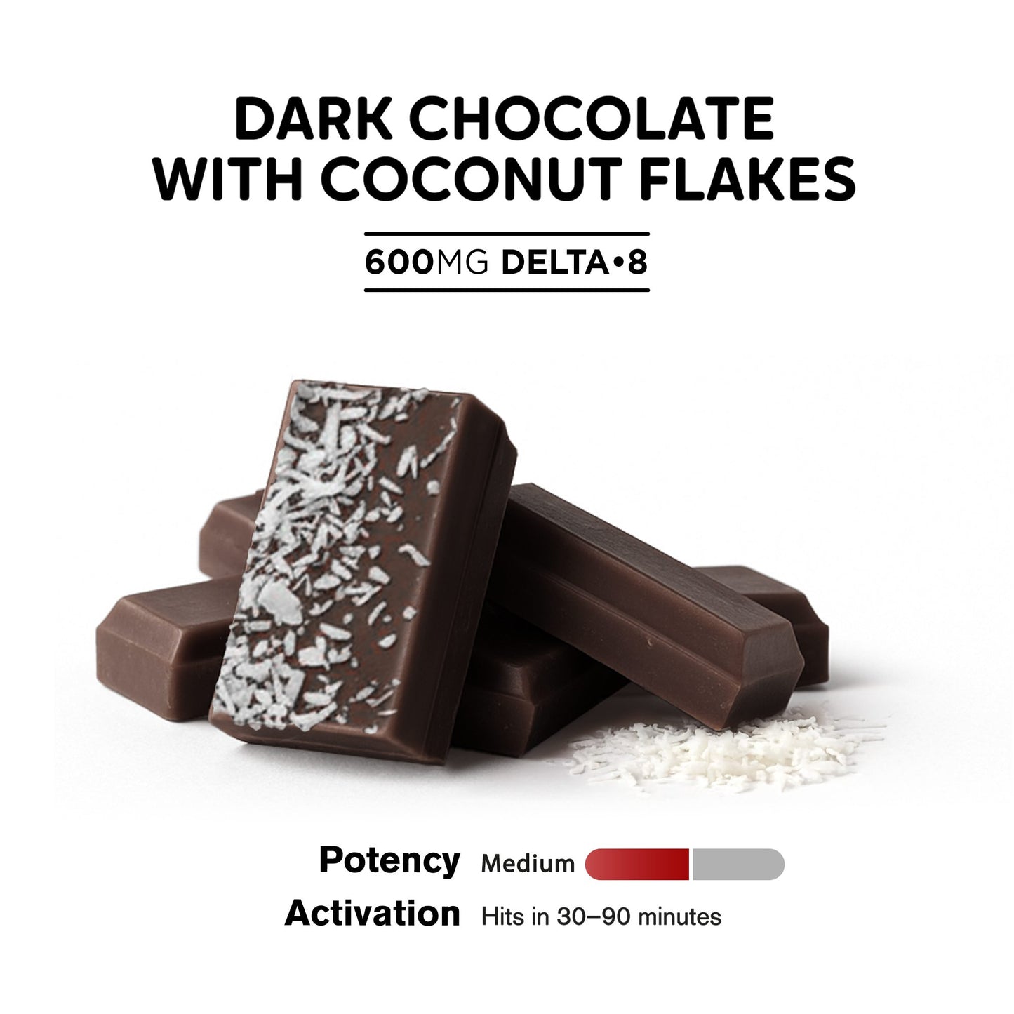 600mg Dark Chocolate & Coconut Flakes Bar – Delta 8 – Chill Plus