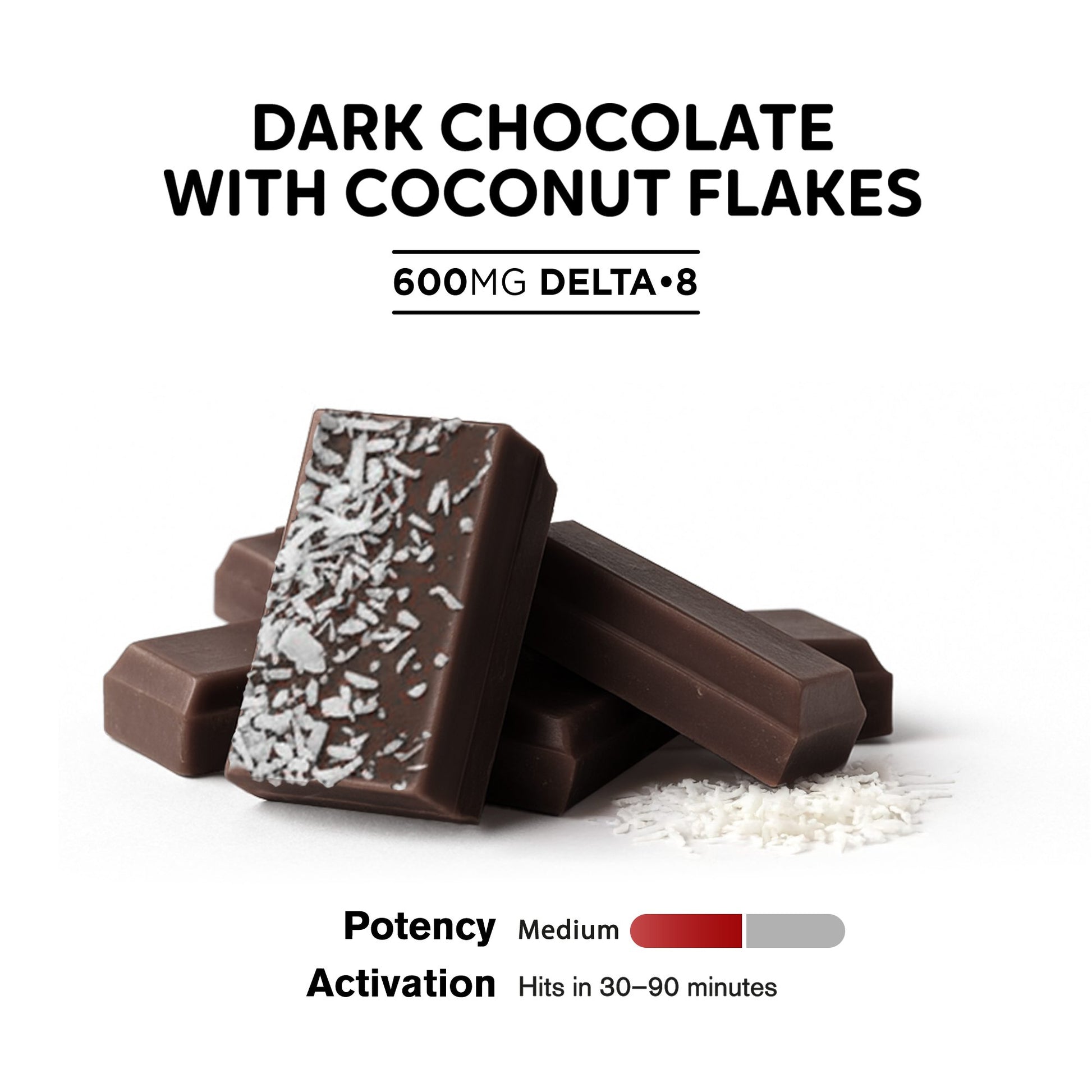600mg Dark Chocolate & Coconut Flakes Bar – Delta 8 – Chill Plus