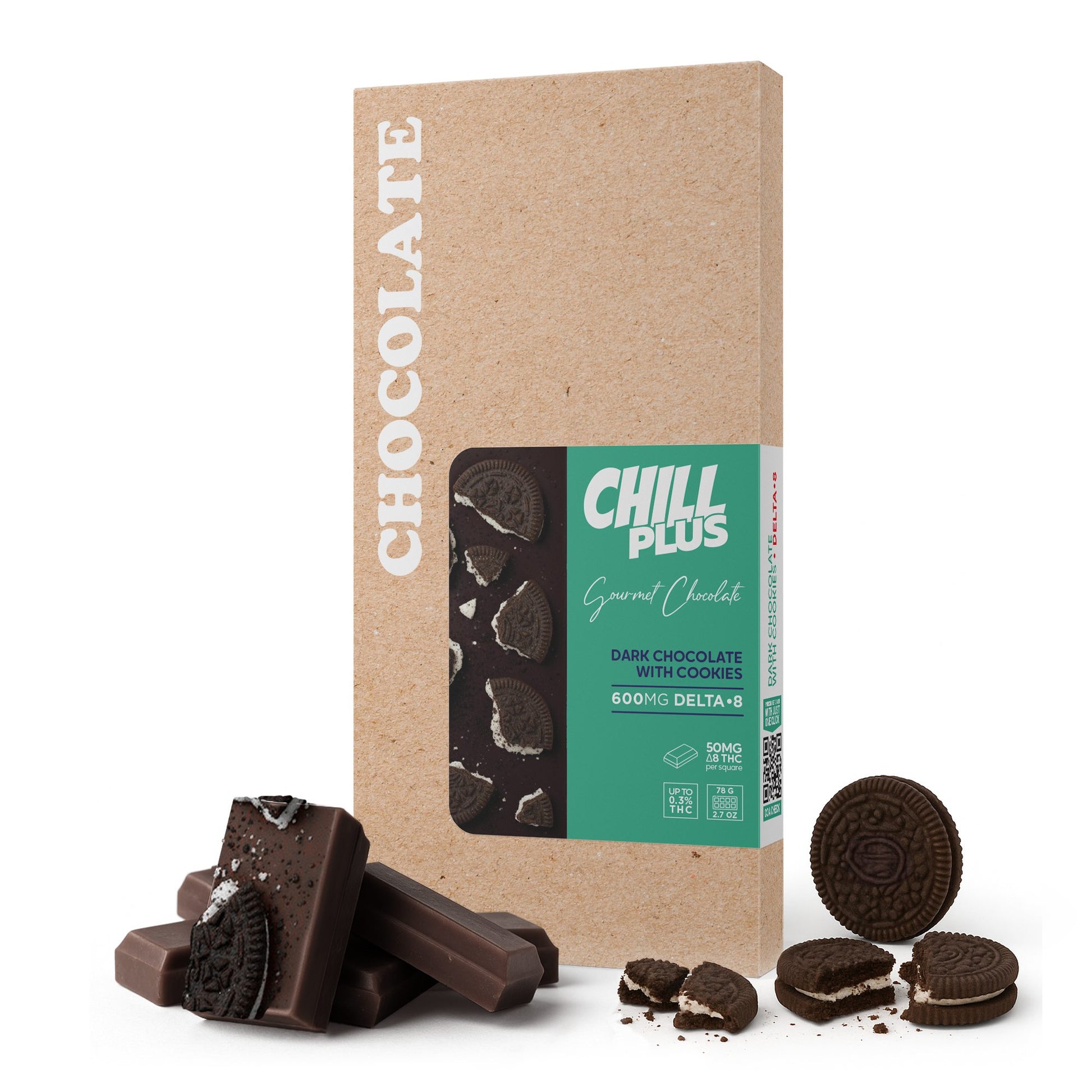 600mg Dark Chocolate & Cookies Bar – Delta 8 – Chill Plus