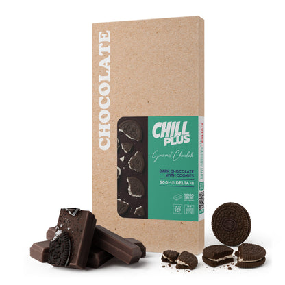 600mg Dark Chocolate & Cookies Bar – Delta 8 – Chill Plus