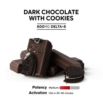 600mg Dark Chocolate & Cookies Bar – Delta 8 – Chill Plus