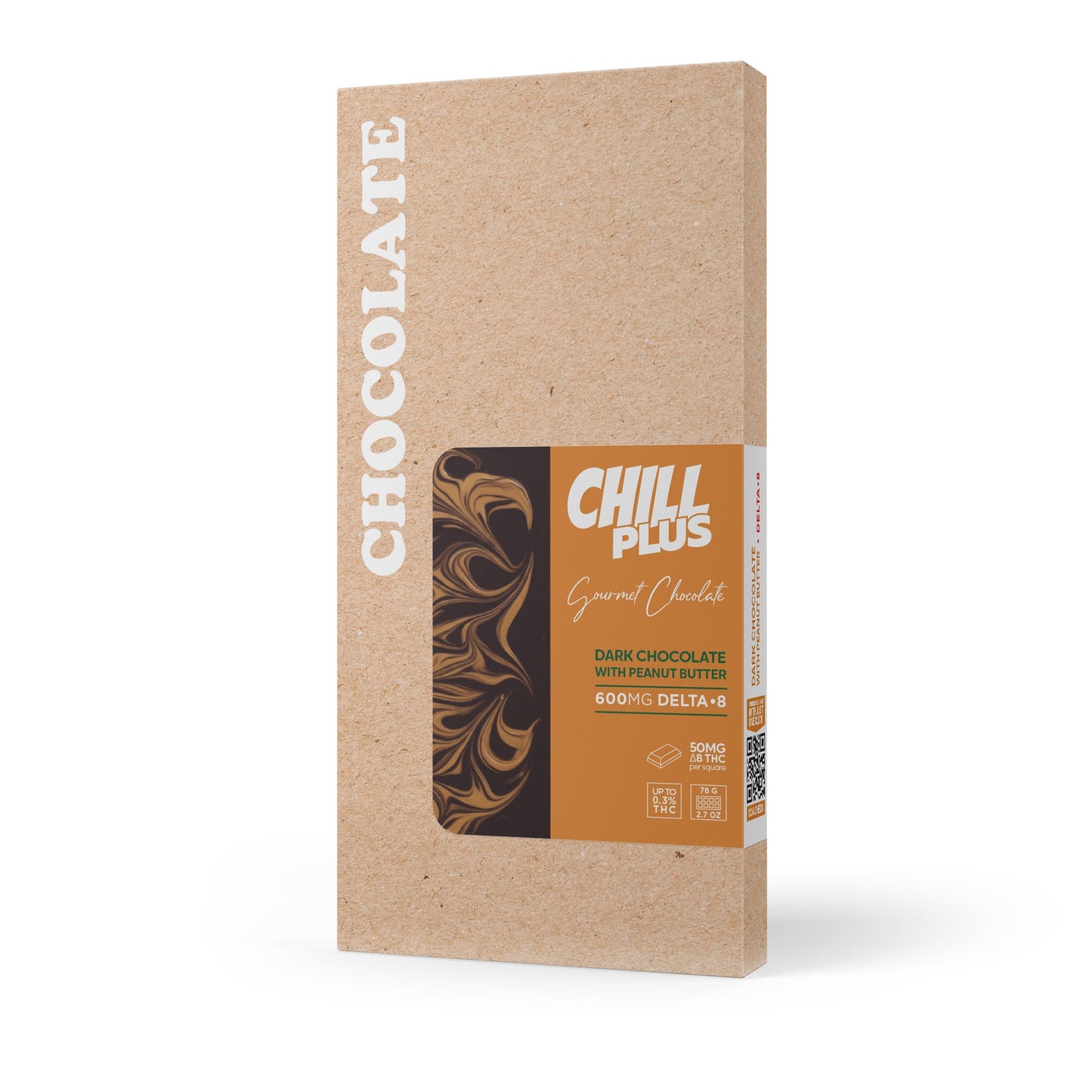 600mg Dark Chocolate & Peanut Butter Bar – Delta 8 – Chill Plus