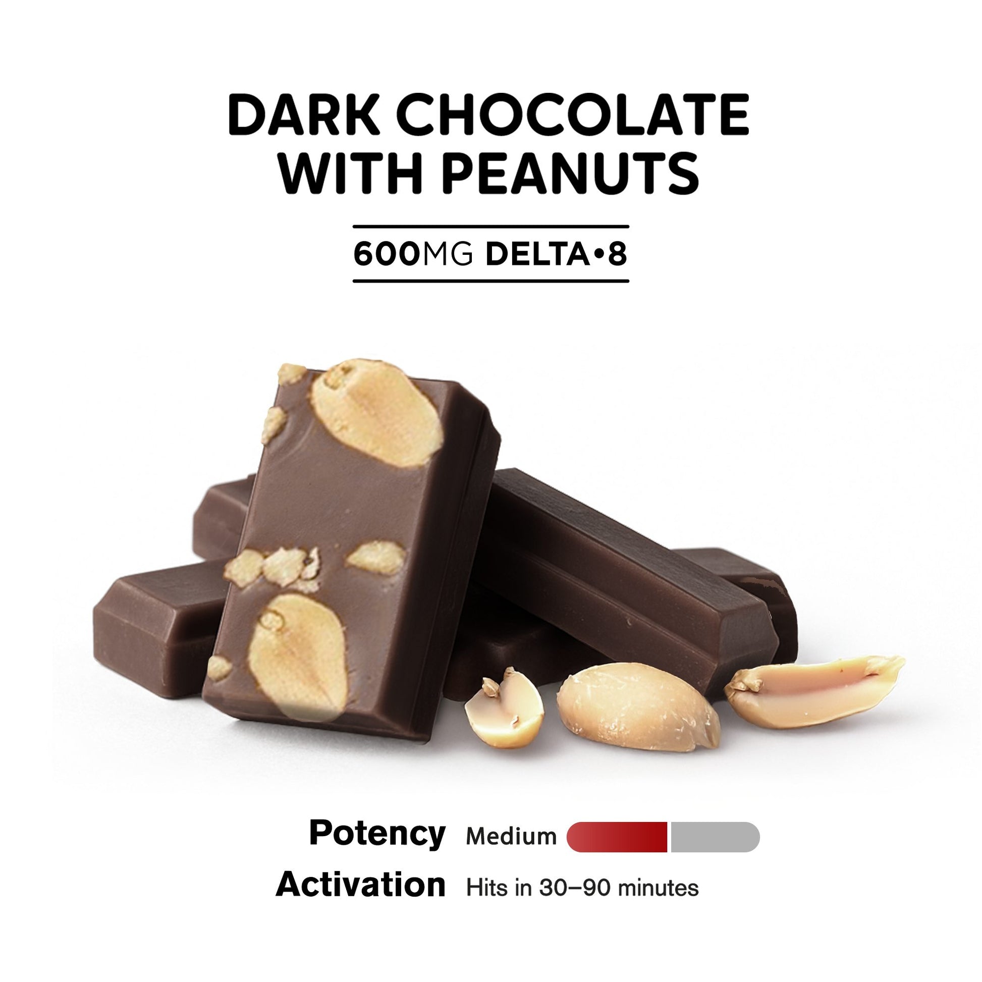 600mg Dark Chocolate & Peanuts Bar – Delta 8 – Chill Plus