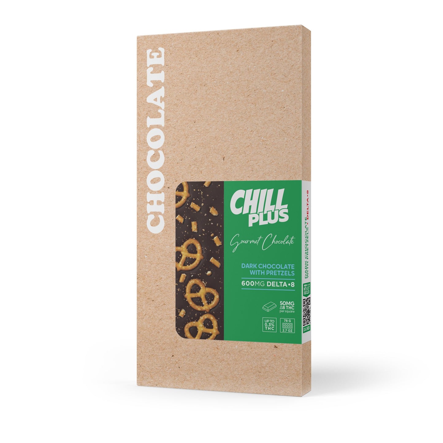 600mg Dark Chocolate & Pretzels Bar – Delta 8 – Chill Plus