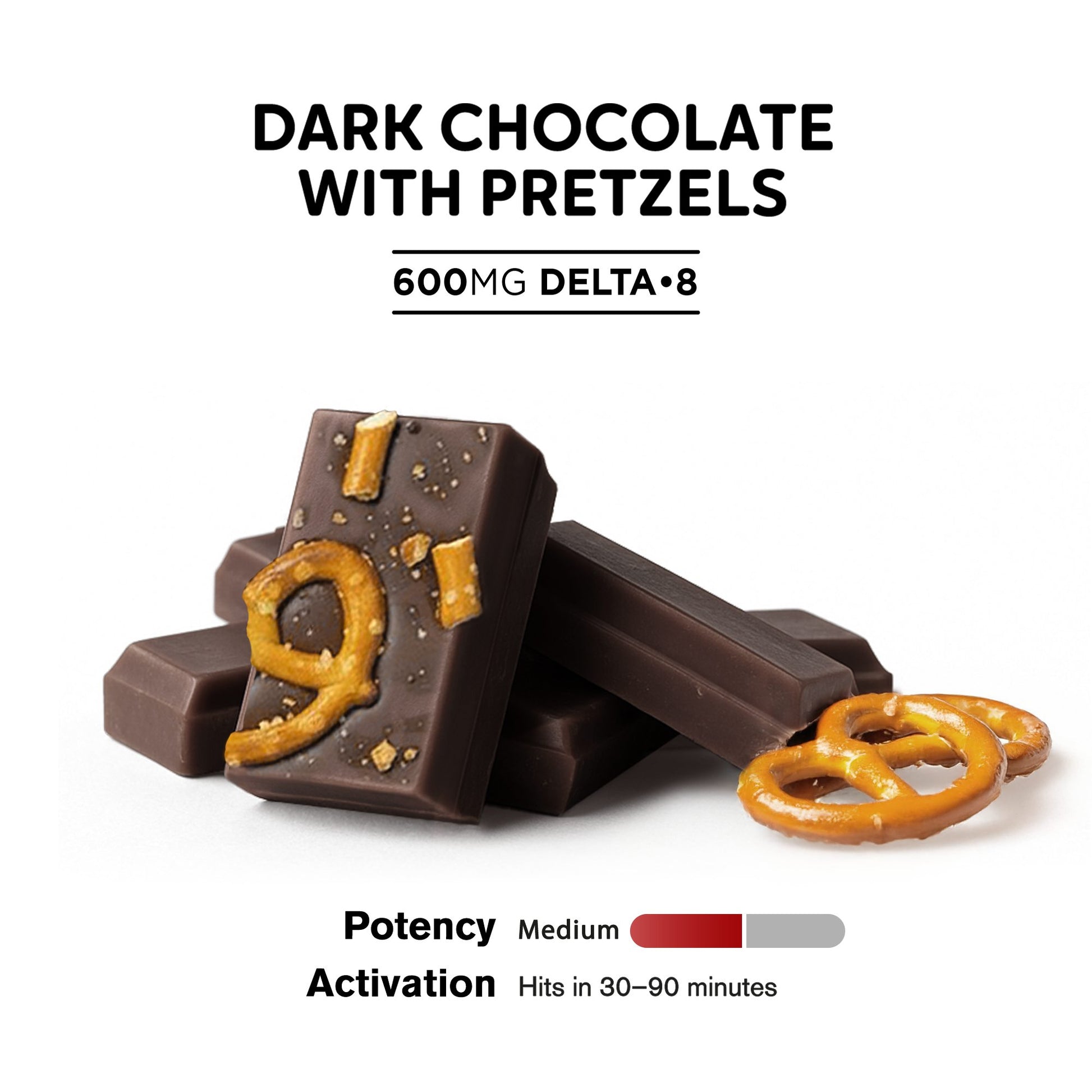 600mg Dark Chocolate & Pretzels Bar – Delta 8 – Chill Plus