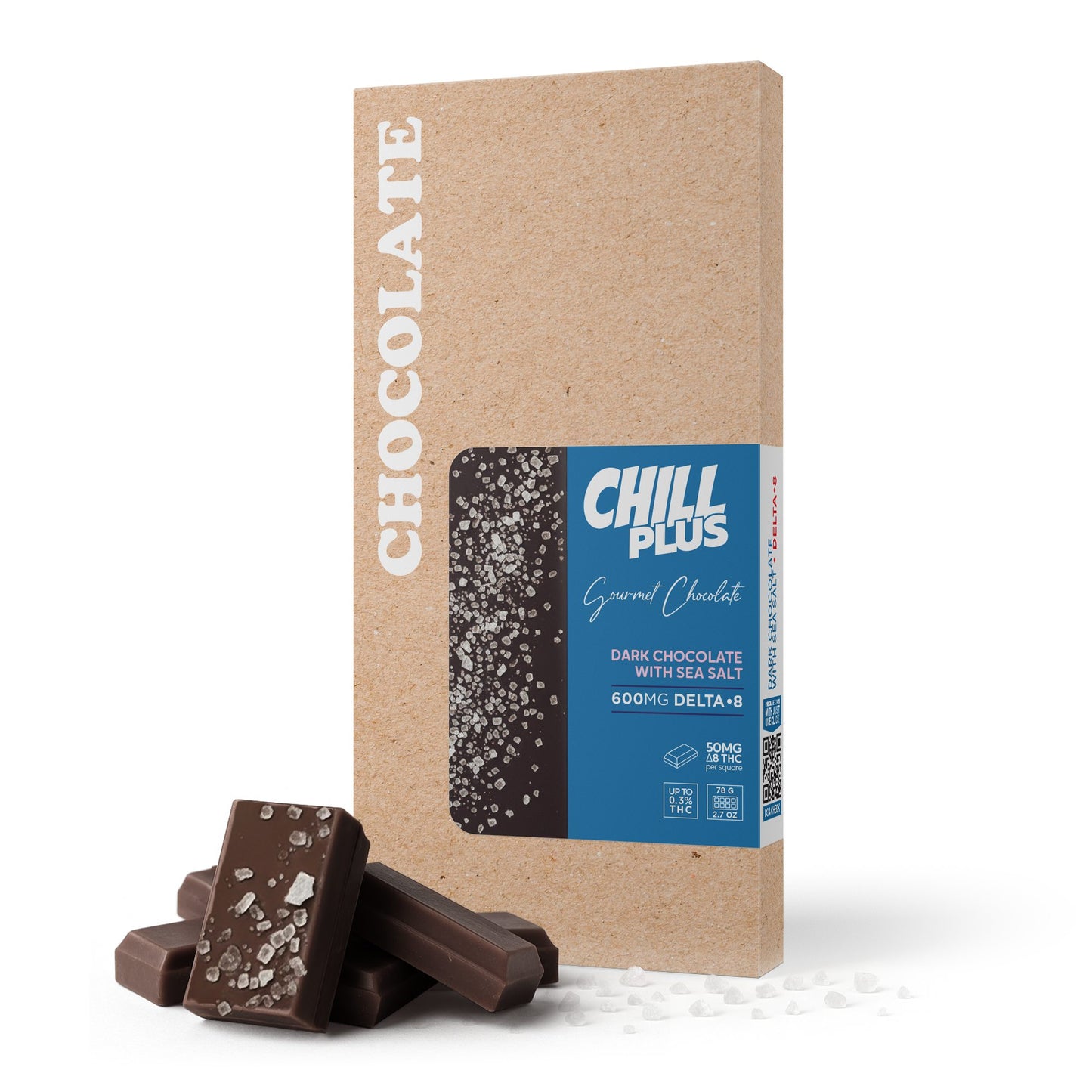 600mg Dark Chocolate & Sea Salt Bar – Delta 8 – Chill Plus
