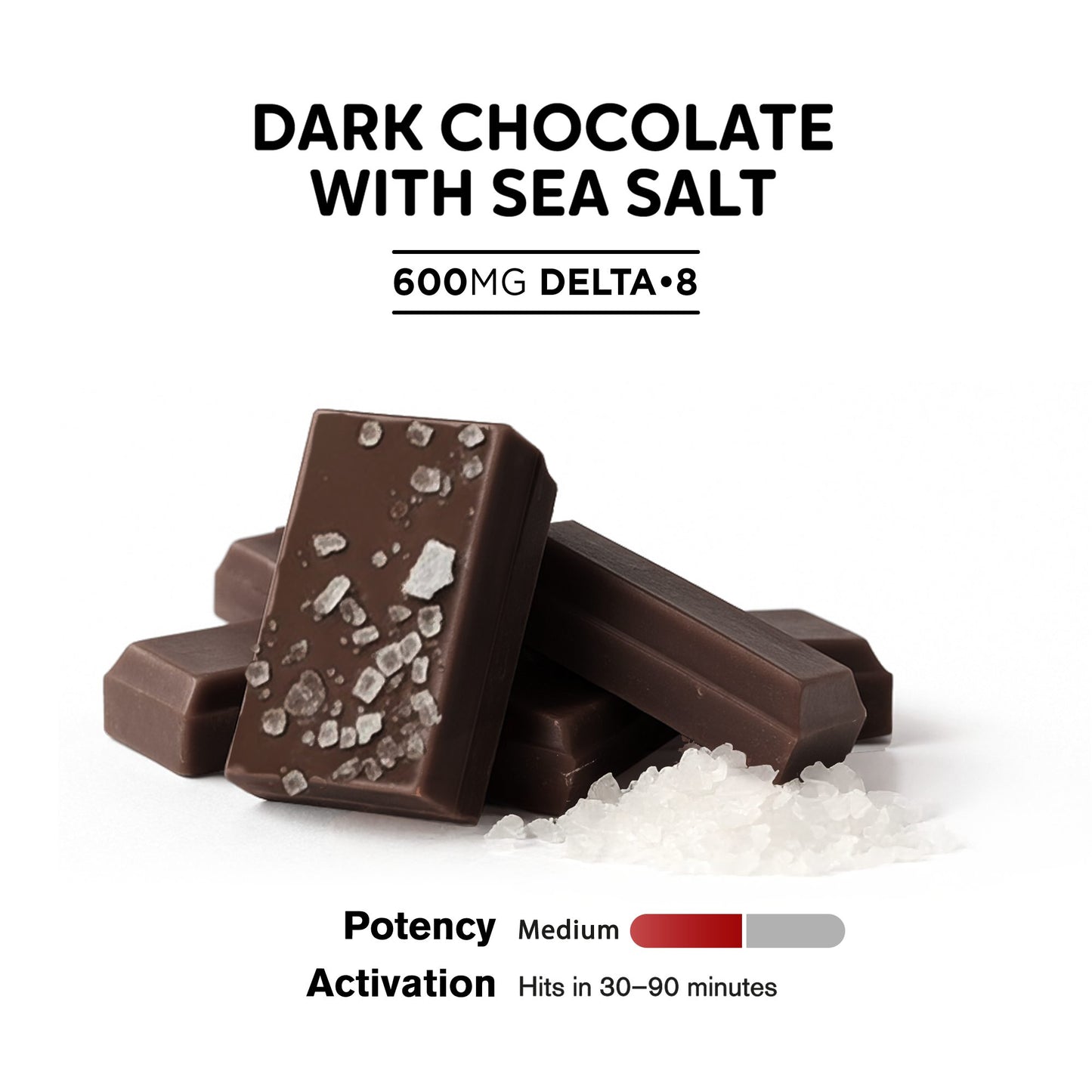 600mg Dark Chocolate & Sea Salt Bar – Delta 8 – Chill Plus