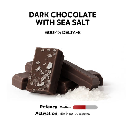 600mg Dark Chocolate & Sea Salt Bar – Delta 8 – Chill Plus