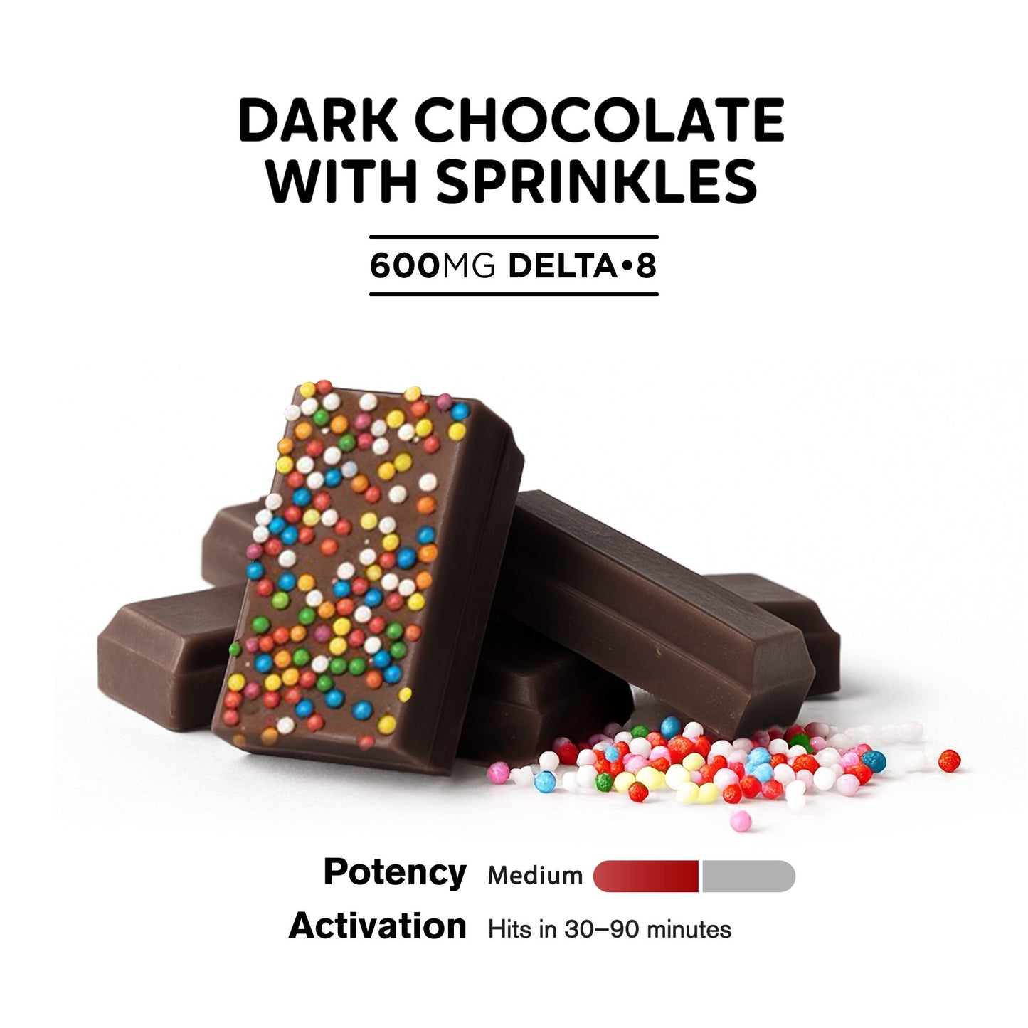 600mg Dark Chocolate & Sprinkles Bar – Delta 8 – Chill Plus