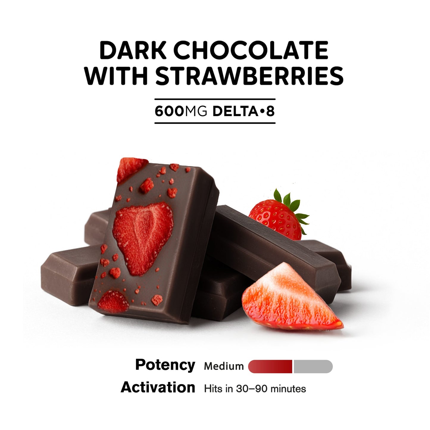 600mg Dark Chocolate & Strawberries Bar – D8 – Chill Plus