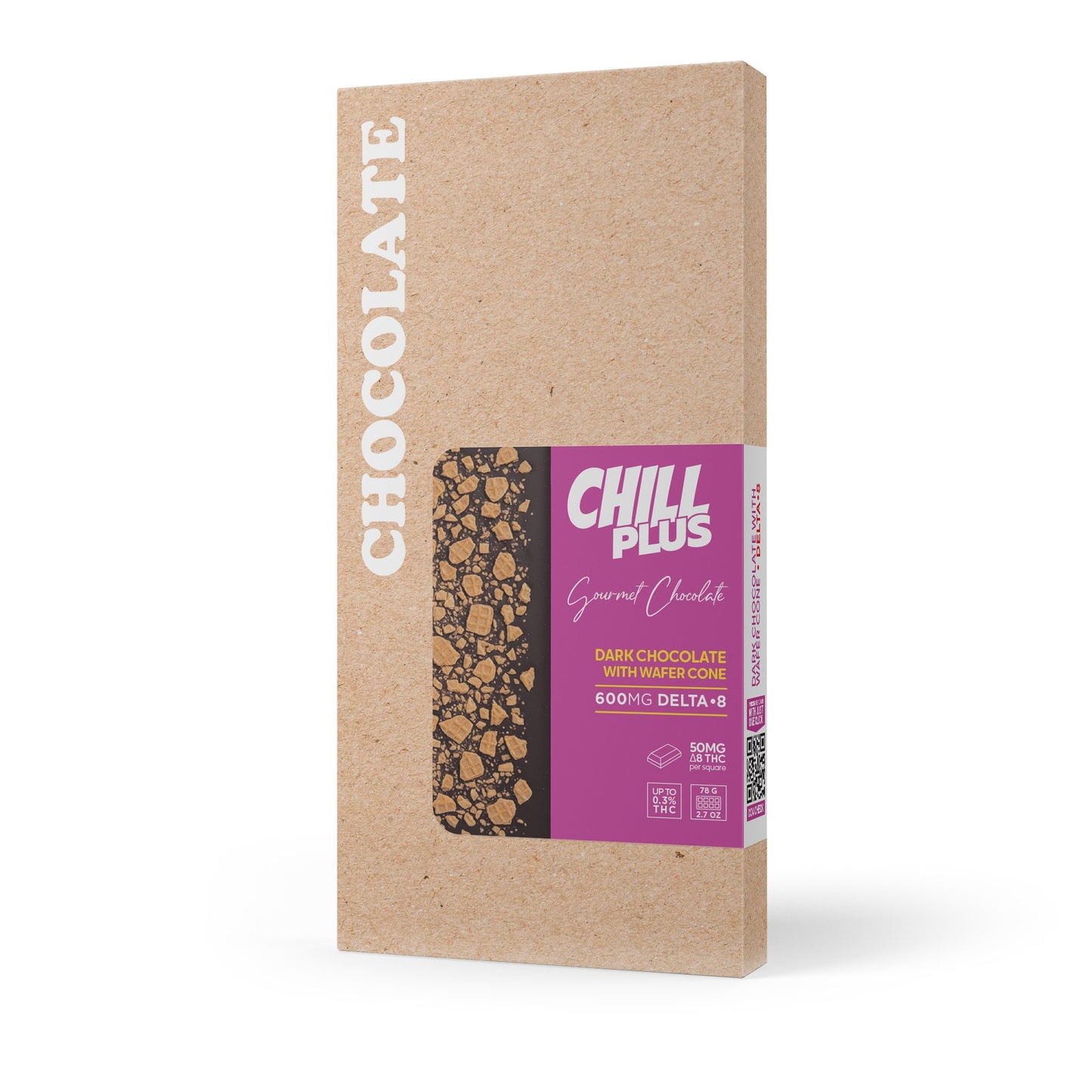 600mg Dark Chocolate & Wafer Cones Bar – Delta 8 – Chill Plus