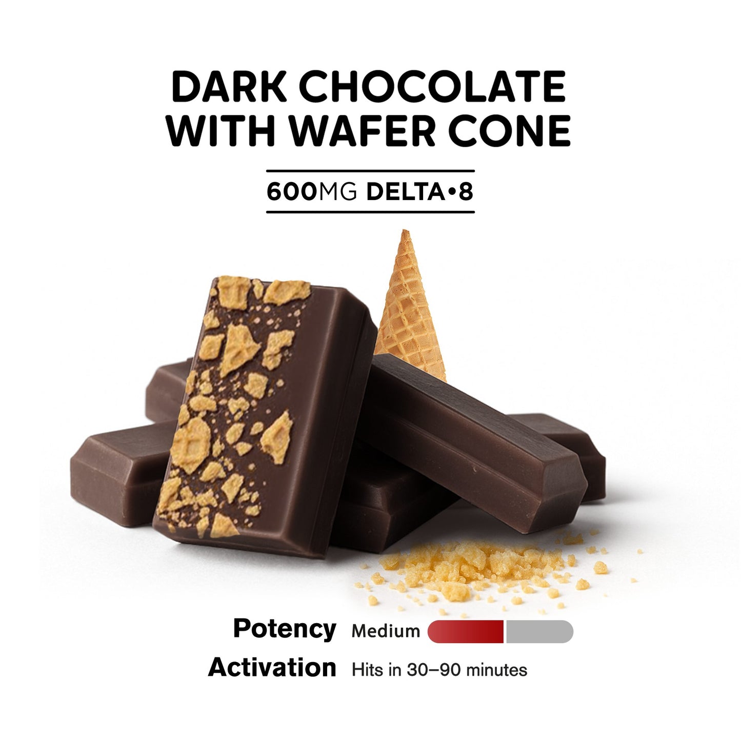 600mg Dark Chocolate & Wafer Cones Bar – Delta 8 – Chill Plus