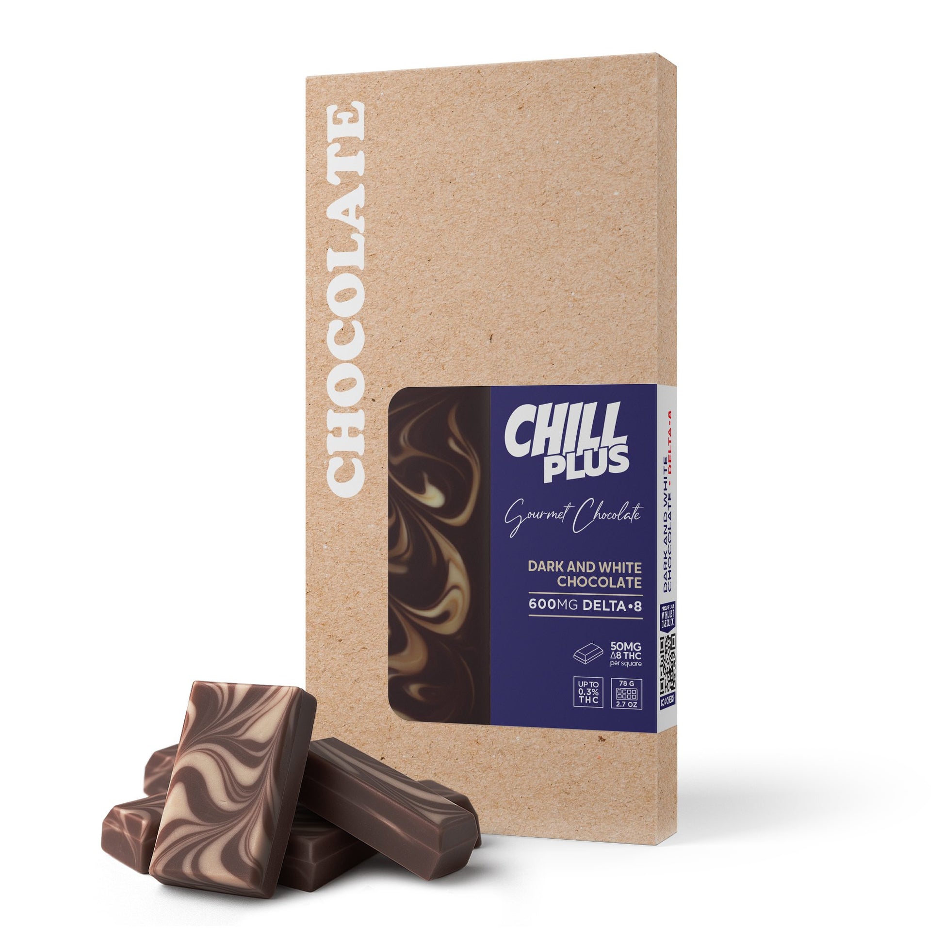 600mg Dark & White Chocolate Bar – Delta 8 – Chill Plus