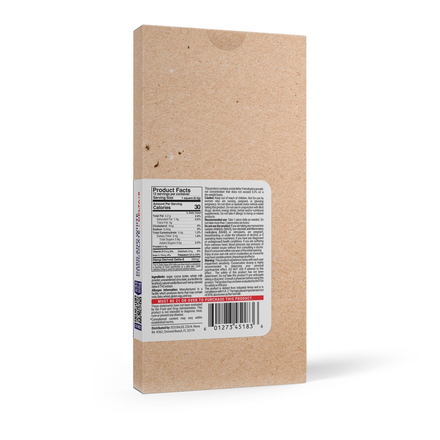 600mg Dark & White Chocolate Bar – Delta 8 – Chill Plus