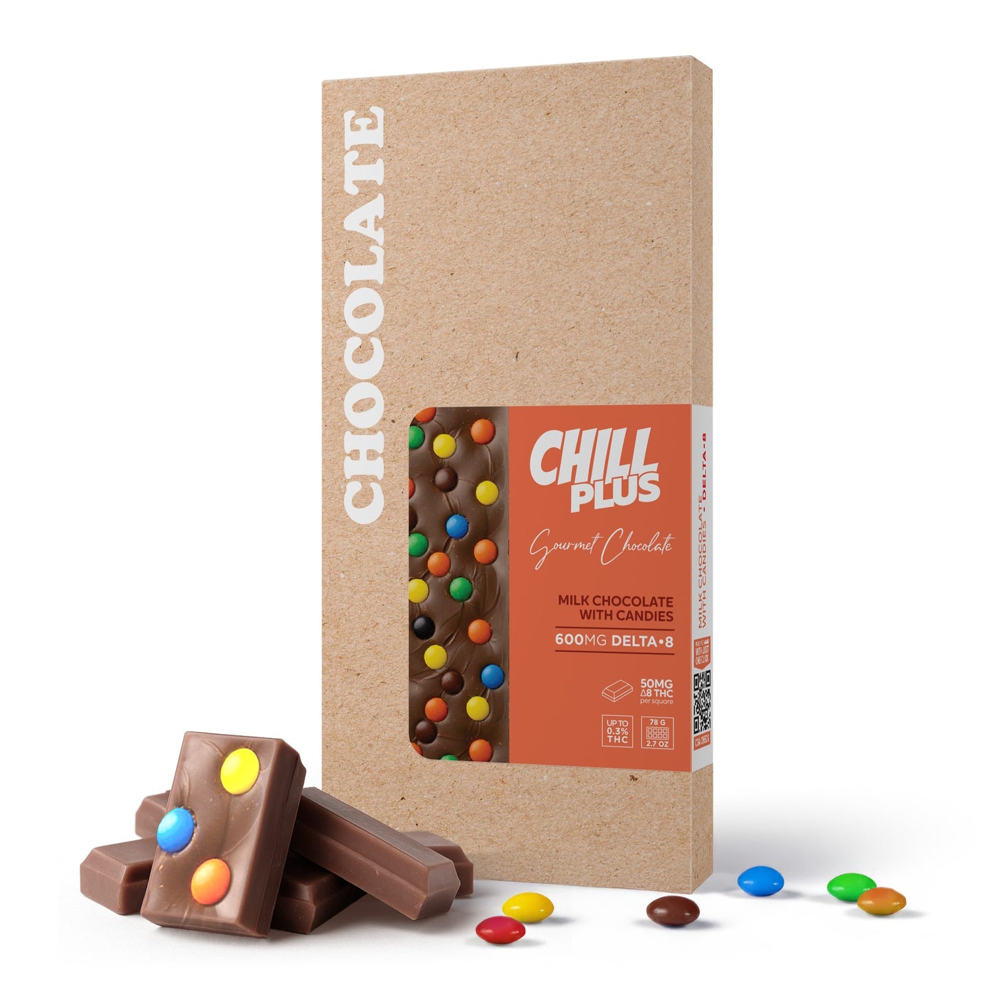 600mg Milk Chocolate & Candies Bar – Delta 8 – Chill Plus