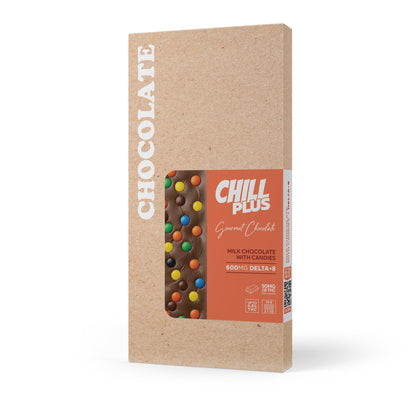 600mg Milk Chocolate & Candies Bar – Delta 8 – Chill Plus