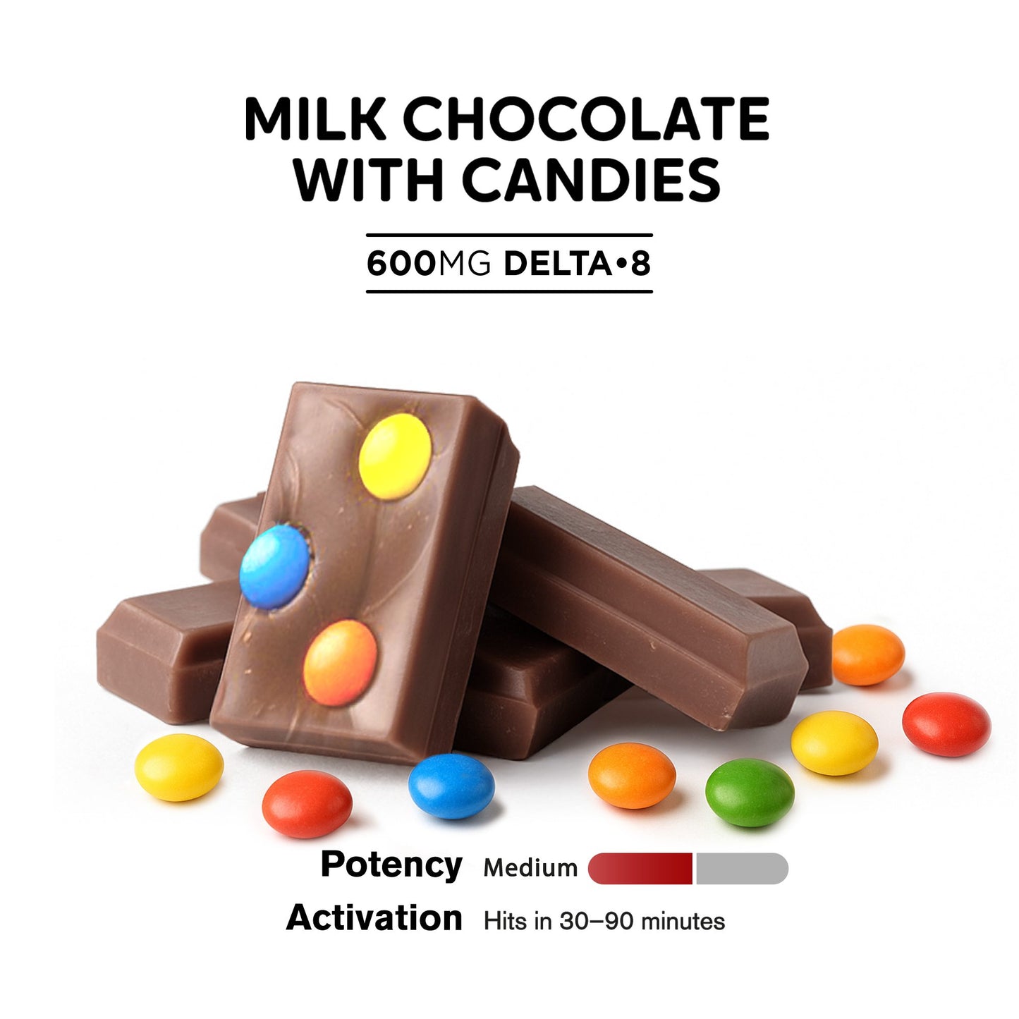 600mg Milk Chocolate & Candies Bar – Delta 8 – Chill Plus
