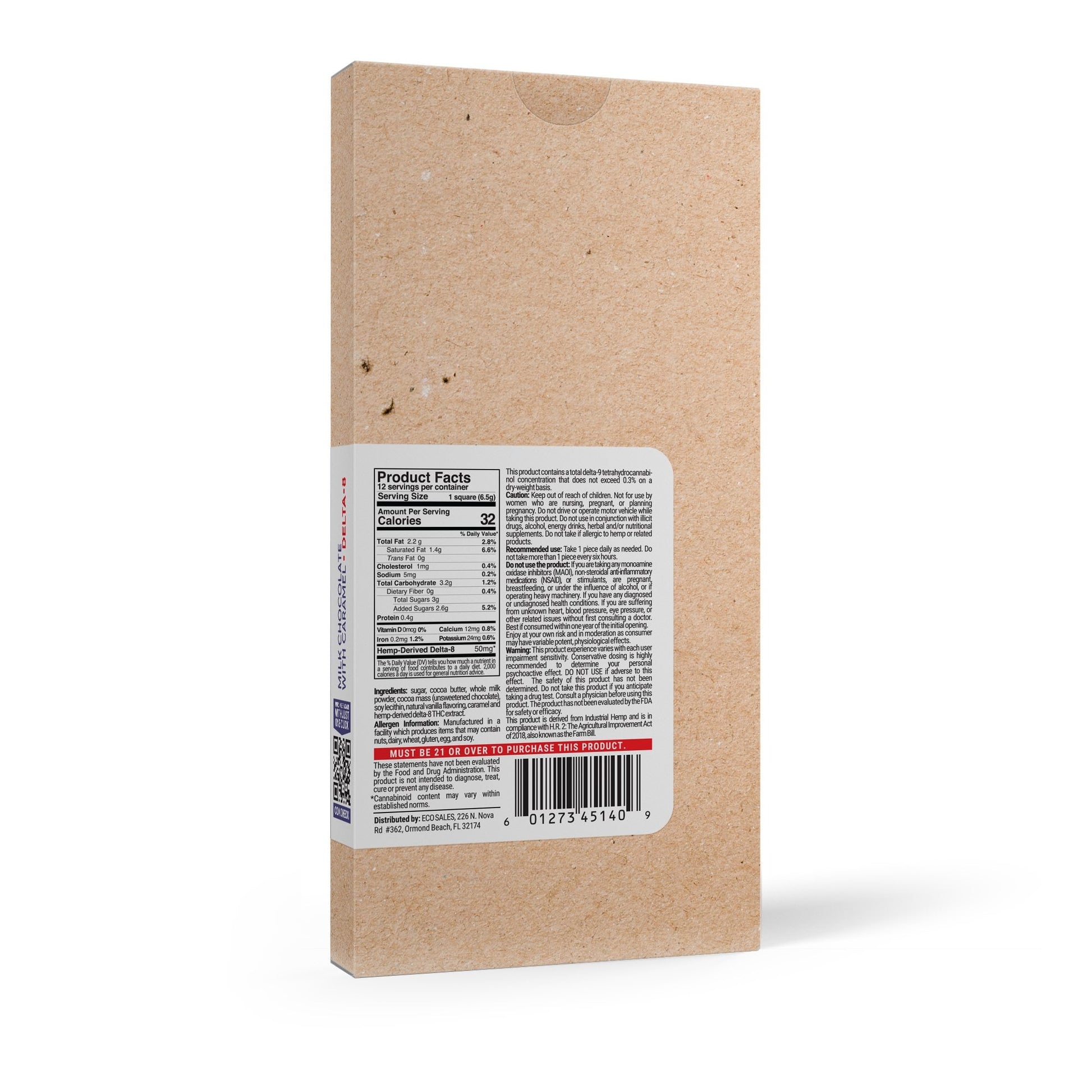 600mg Milk Chocolate & Caramel Bar – Delta 8 – Chill Plus