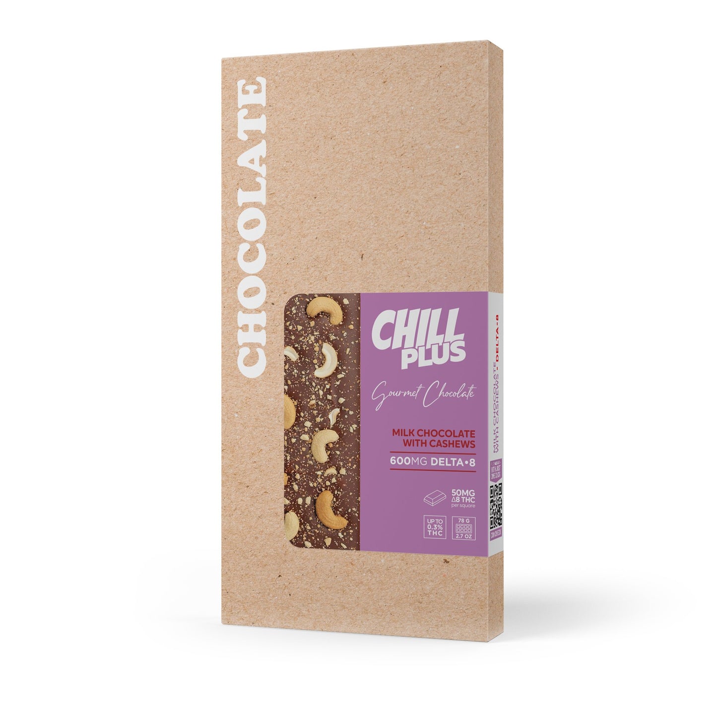 600mg Milk Chocolate & Cashew Bar – Delta 8 – Chill Plus