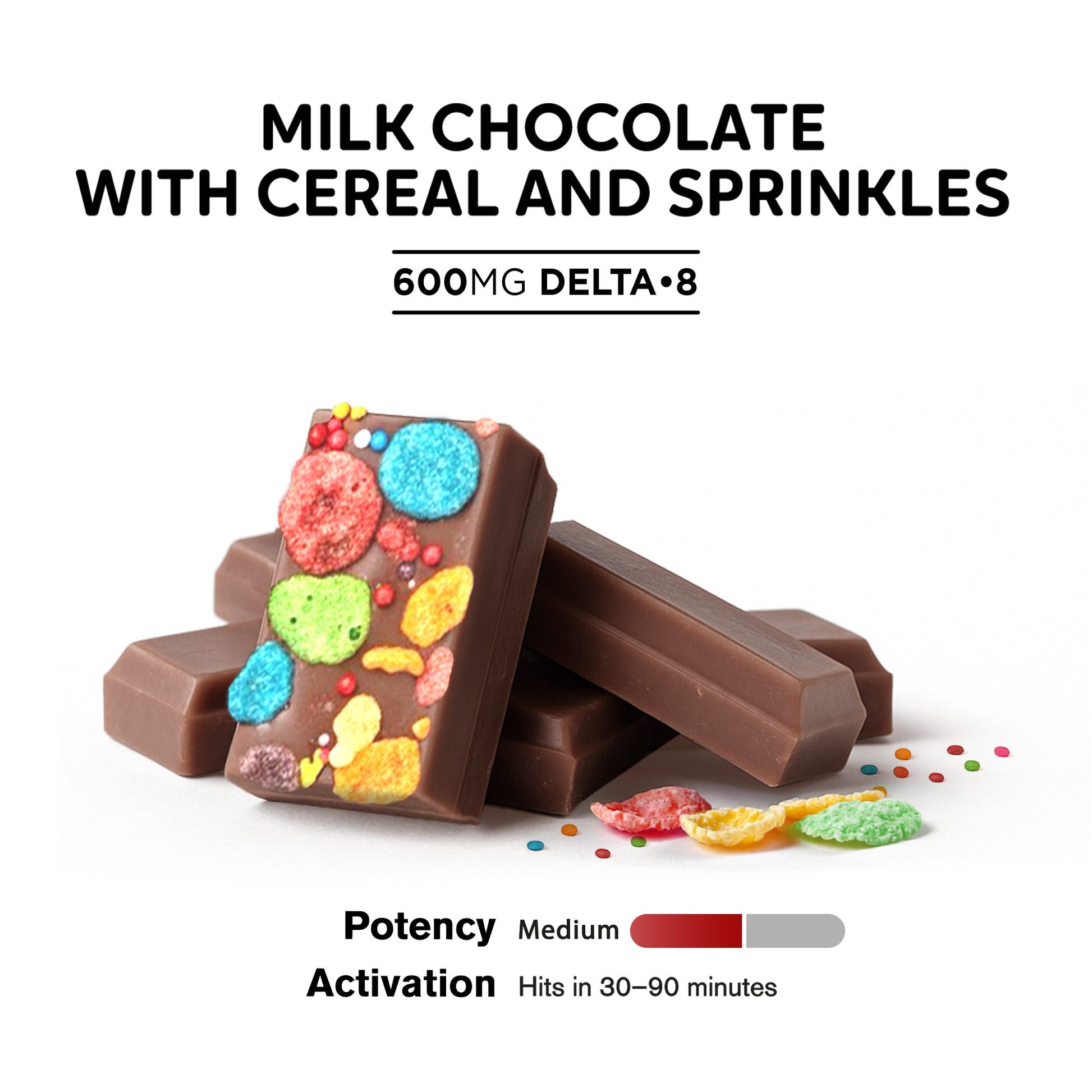 600mg Milk Chocolate with Cereal & Sprinkles Bar – Delta 8 – Chill Plus