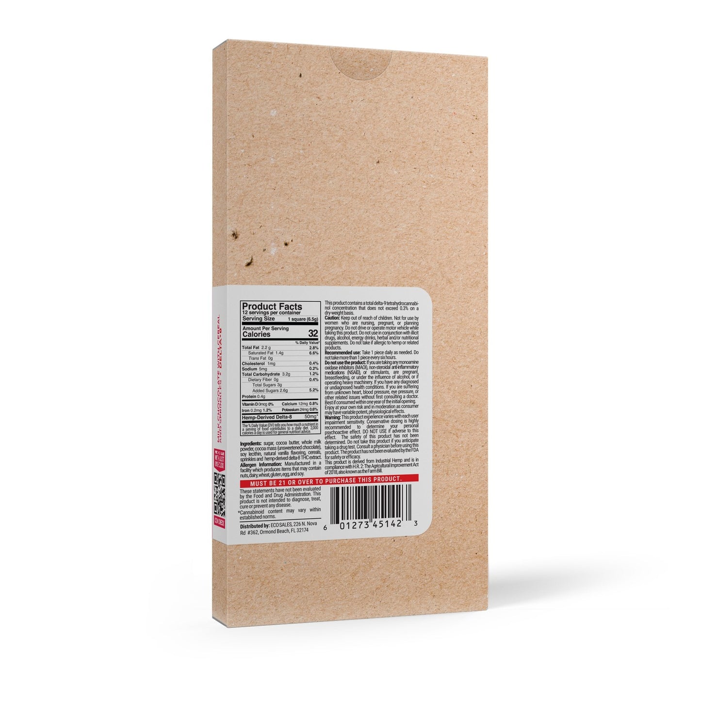 600mg Milk Chocolate with Cereal & Sprinkles Bar – Delta 8 – Chill Plus