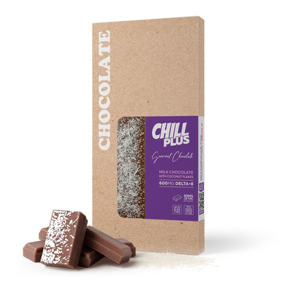 600mg Milk Chocolate & Coconut Flakes Bar – Delta 8 – Chill Plus