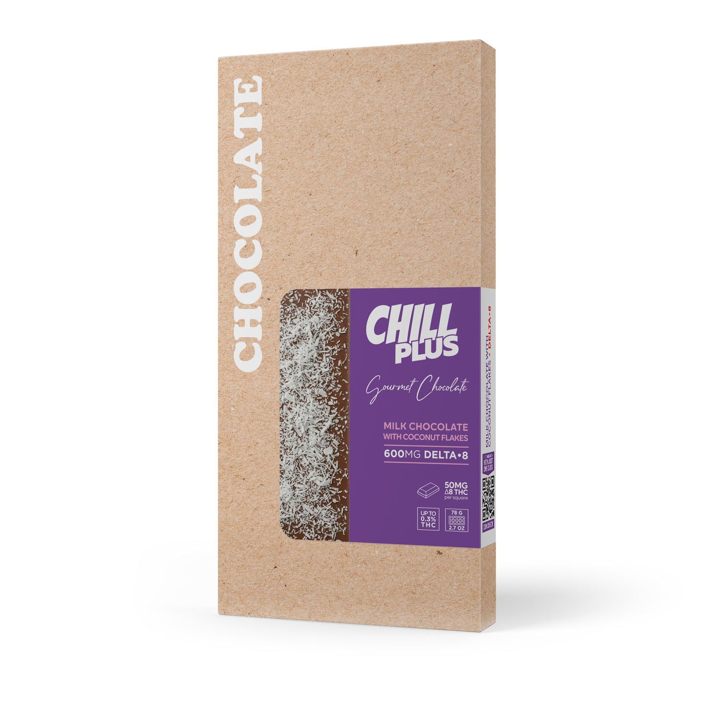 600mg Milk Chocolate & Coconut Flakes Bar – Delta 8 – Chill Plus